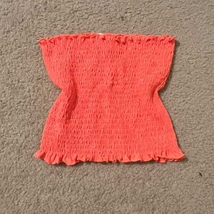 Hot pink tube top with lettuce trim edges